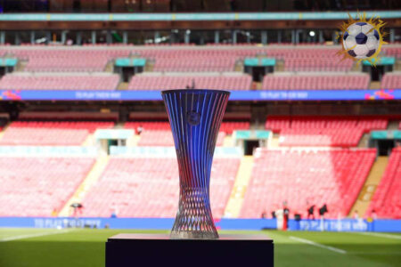 شعار دوري المؤتمر الأوروبي وقاعة سحب القرعة في نيون السويسرية