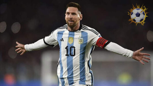 شعار بطولة الفيناليسيما مع أعلام منتخبي الأرجنتين وإسبانيا وصورة تعبيرية للملعب