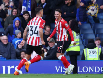 احتفال لاعبي سندرلاند بالفوز القاتل على نيوكاسل في ملعب سانت جيمس بارك