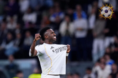 احتفال فينيسيوس جونيور بهدفه في مرمى أتلتيكو مدريد بالدوري الإسباني